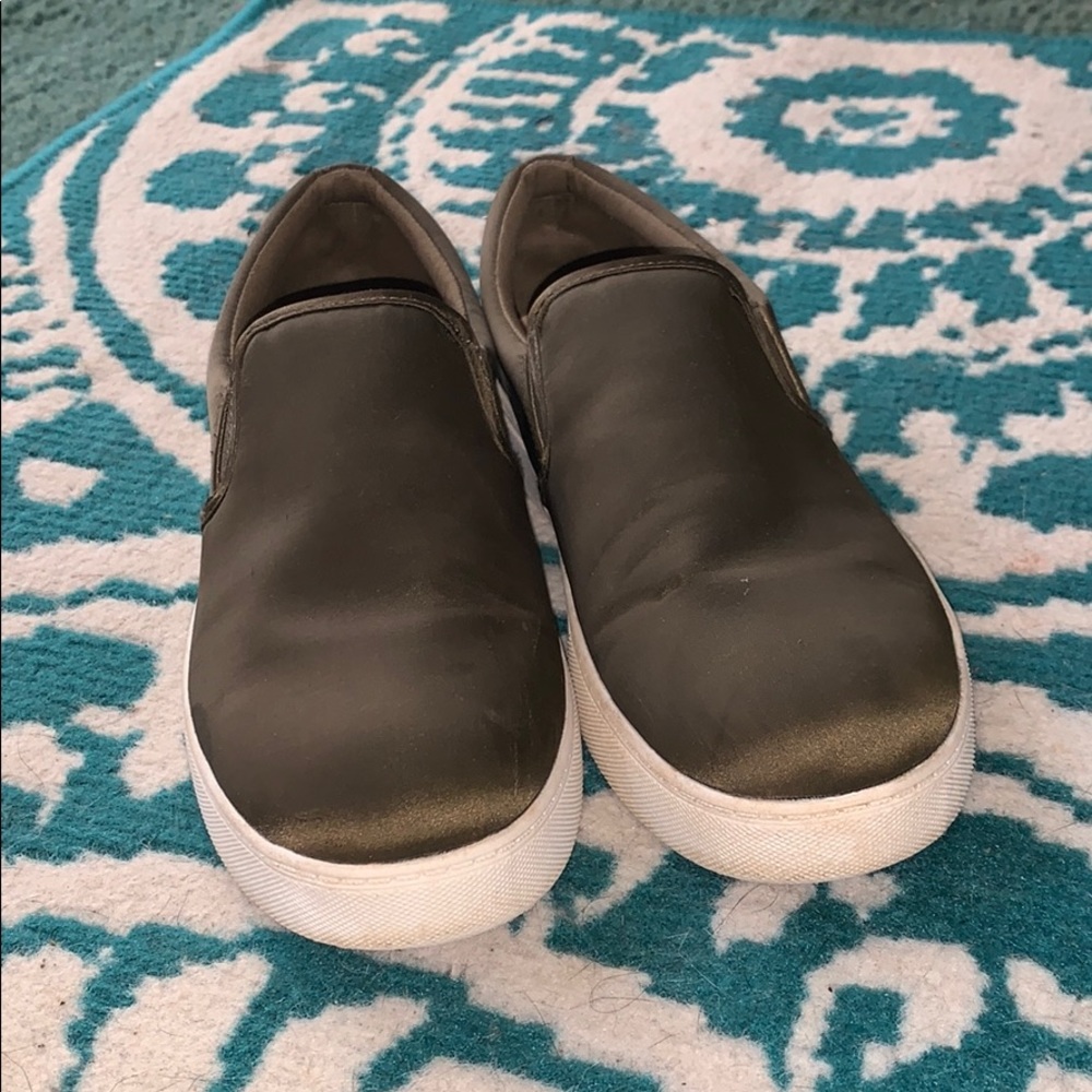 Satin Green slip on sneakers